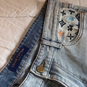 Louis Vuitton Embroidered Light Blue Jeans